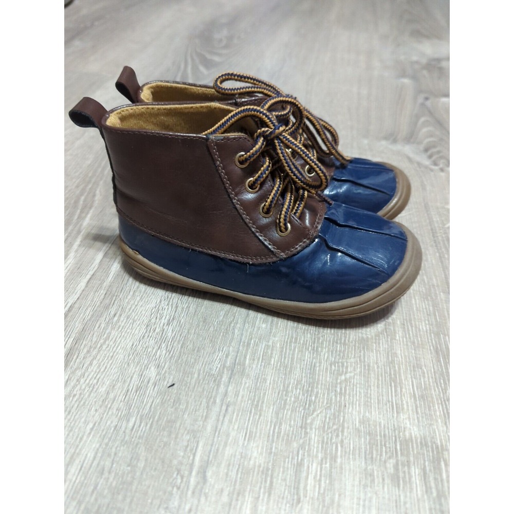 Lucky‎ Top Ducko Childs Navy And Brown Tie Up Rain Boots Size 7
